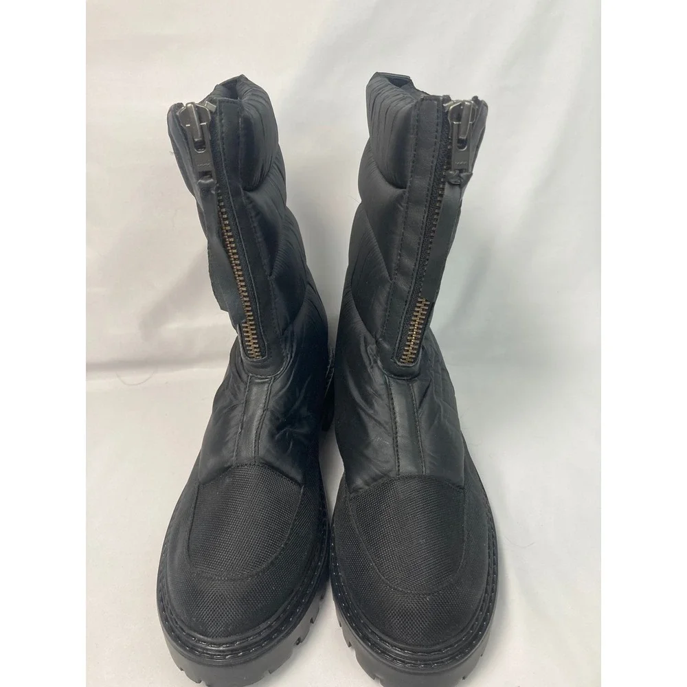 ENJOIYA Black‎ Quilted Winter Boots Zip Front Insulated NWOB